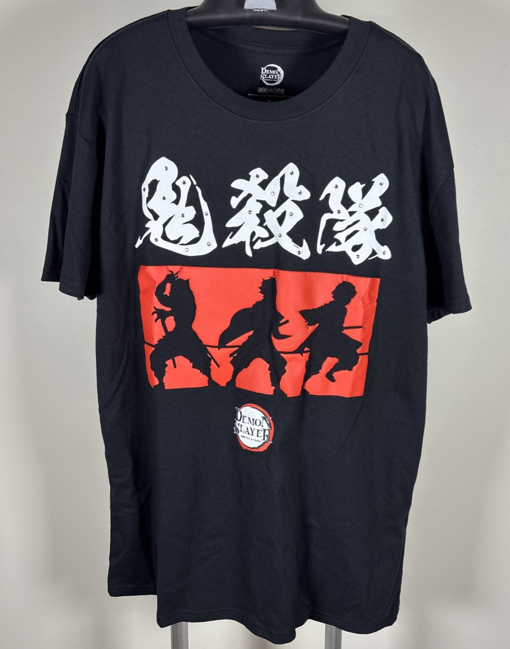 Demon Slayer Kimetsu no Yaiba Tanjiro Zenitsu Inosuke Trio Black T-Shirt Mens XL
